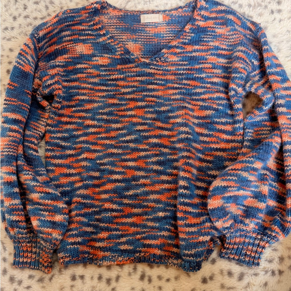 Altar'd State Blue and Orange V-Neck Sweater